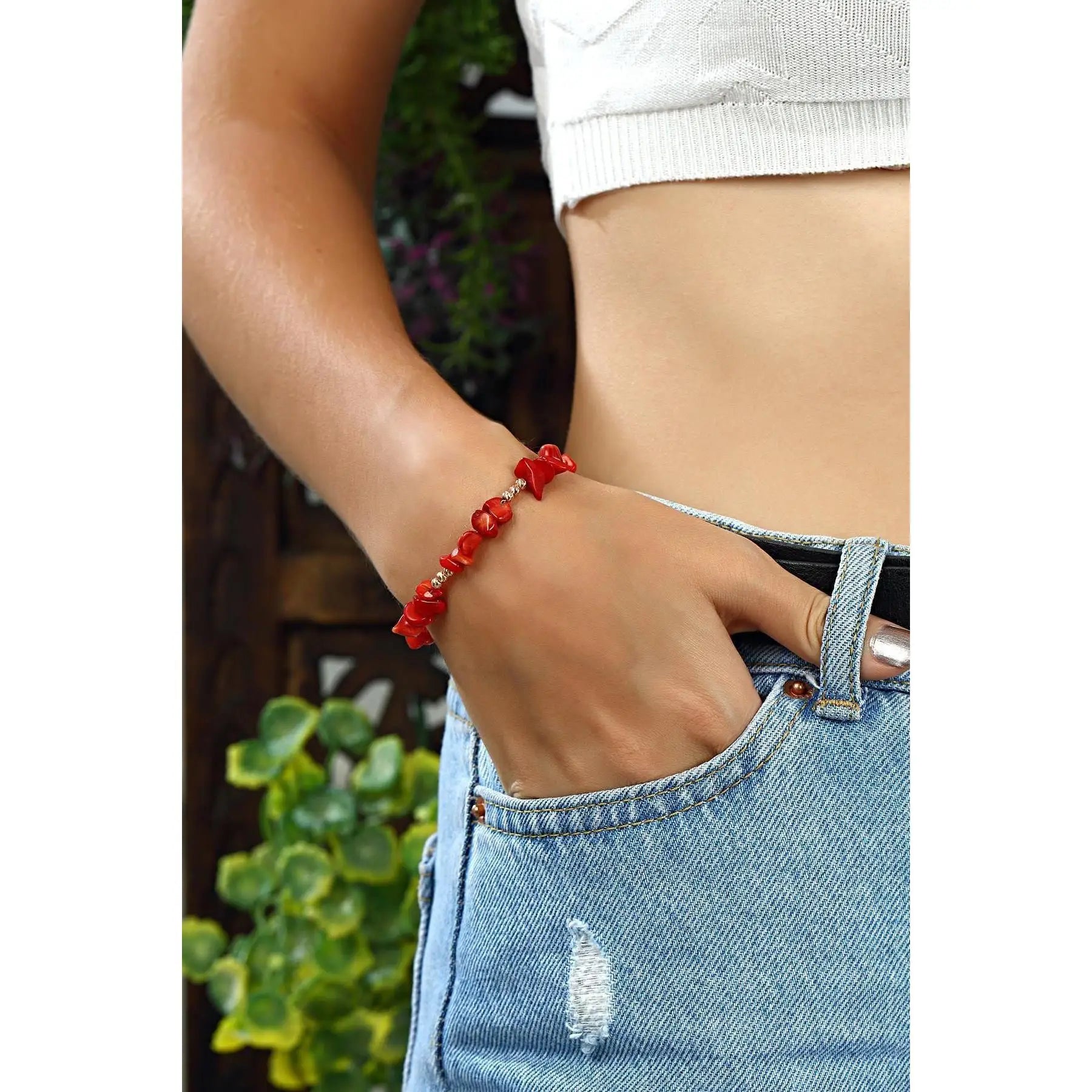 Azuris 925 Sterling Silver Beaded Bracelet with Jade Fine Jewelry From Turkey