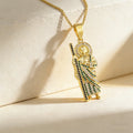 QIKU Religious San Judas Necklace Colorful Rhinestone Gold Color Copper Zircon Chain Saint Jewish Pendant Jewelry Gift Wholesale