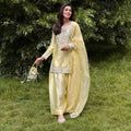 Traditional Silk Cotton Midi Party Wear Stitched Sharara Gharara Indian Embroidery Work 3-Piece Set Ready-Made Designer Ethnic