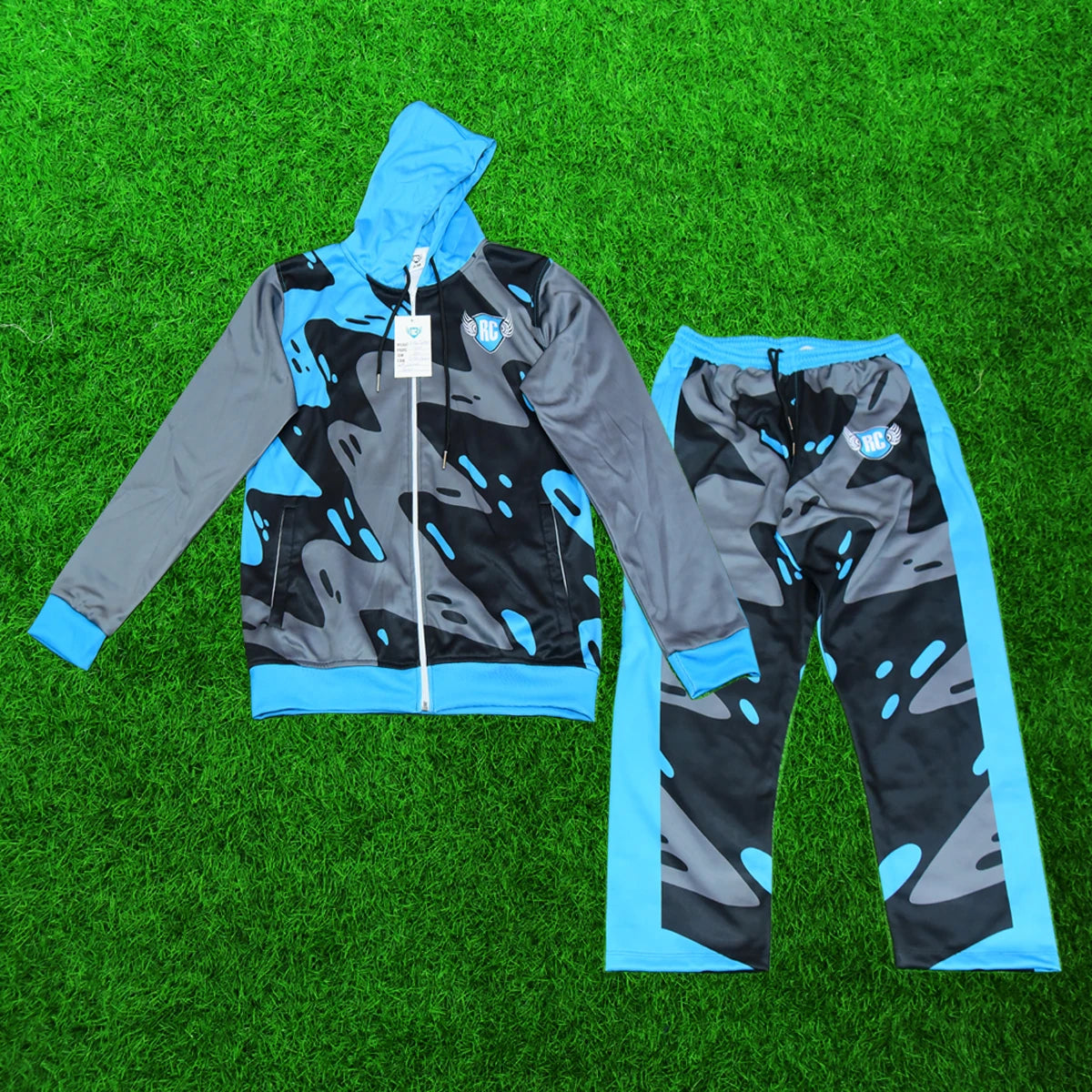 Custom Summer Windproof Reversible Tracksuit for Men Full-Zip Hoodie Jogger Pants Two-Piece Sportswear Set Sublimated Print 100%