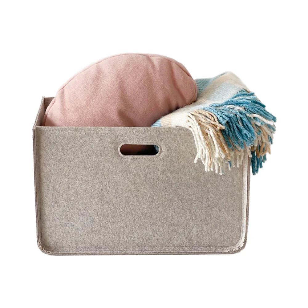 Custom Size Color Rectangle Foldable Felt Clothes Organizer Basket Wardrobe Storage Bin Easy to Move Light Weight