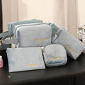 Large Capacity Velvet Makeup Bag 4 Sets with Zipper Closure Fashionable Letter Pattern Cosmetic Storage and Lipstick Bag