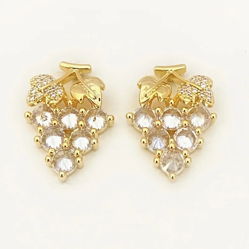 Fenyi Wholesale Jewelry Niche Simple French High-end Copper Inlaid Zircon Grape Fruit Fashionable Temperament Earrings for Women