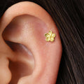 Light Luxury Trendy Gold and Silver Plated Stud Earrings Brass Tiny Flower Shape Stud Earrings for Women Jewelry
