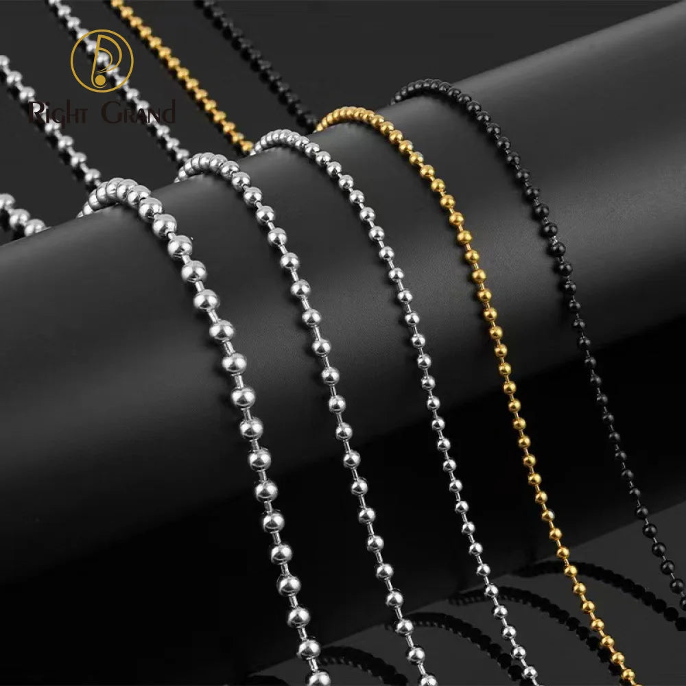 Minimalist Gold Beaded Chain Necklaces Stainless Steel Black Gold Unisex Layering Fashion Chains Necklace Jewelry