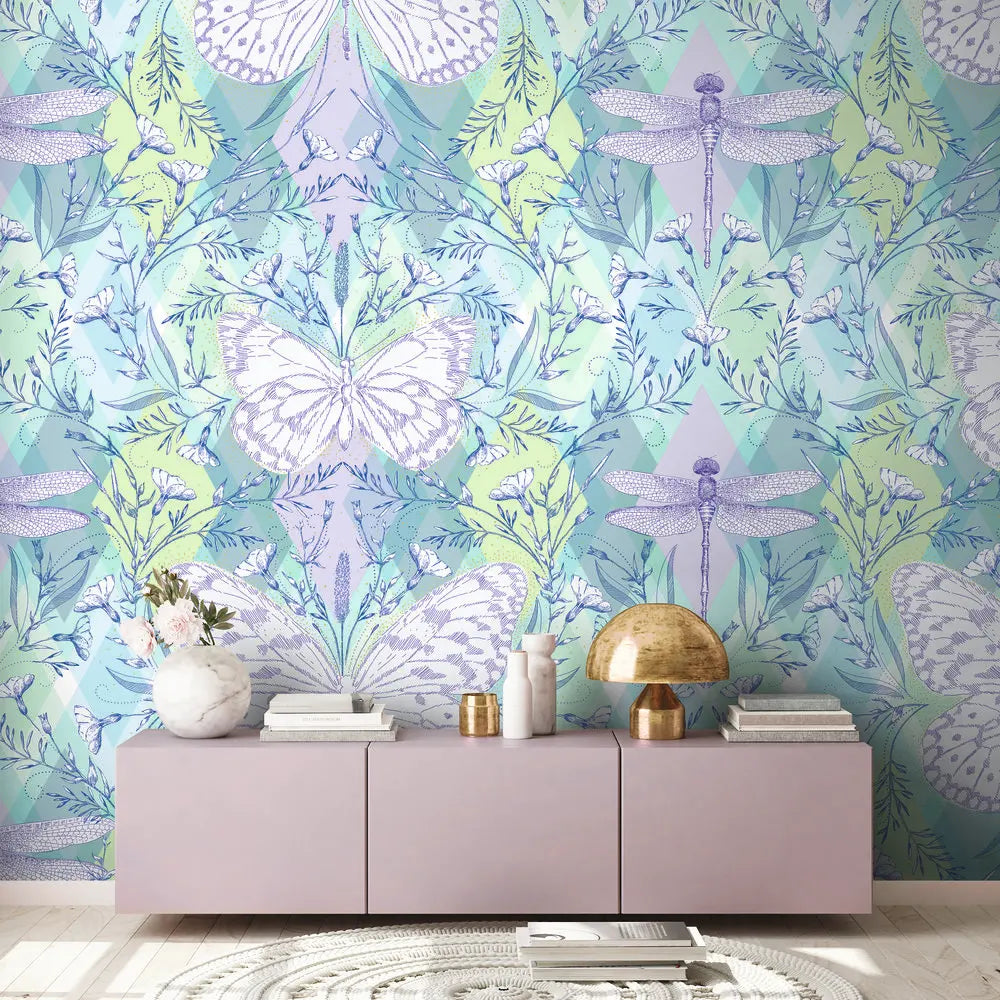 Made in Germany Photo Wallpaper Murals Animal Green Purple Blue Non Woven Vinyl Wall Mural Geometric for Hotel - 280 x 159 m