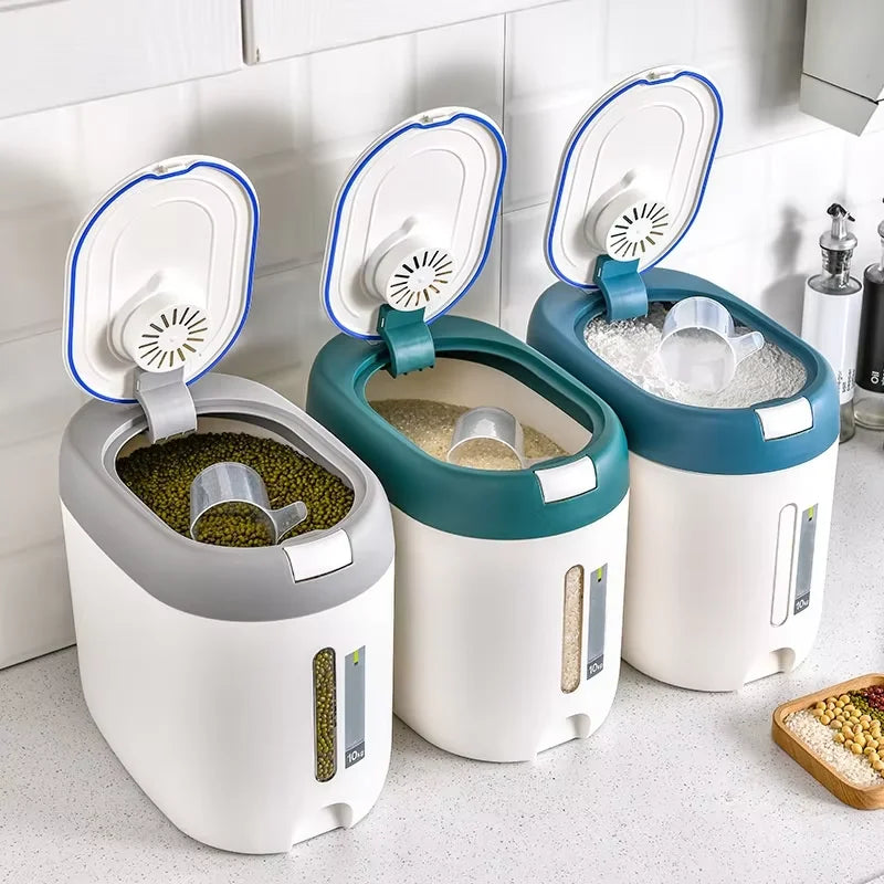 MIXWARES Modern Japanese 10KG Airtight Pantry Storage Container PP Plastic Moisture Insect Proof Rice Storage Bin