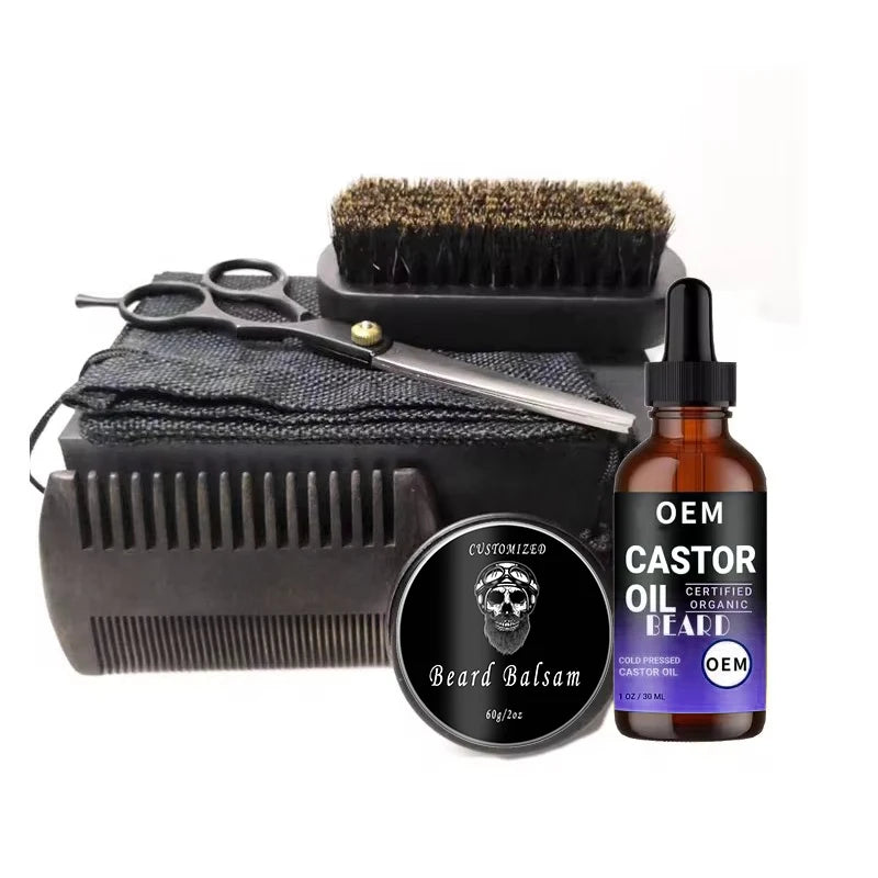 UUFINE Factory Customize Jamaican Black Castor Oil Beard Oil for Men Beard Kit Organic