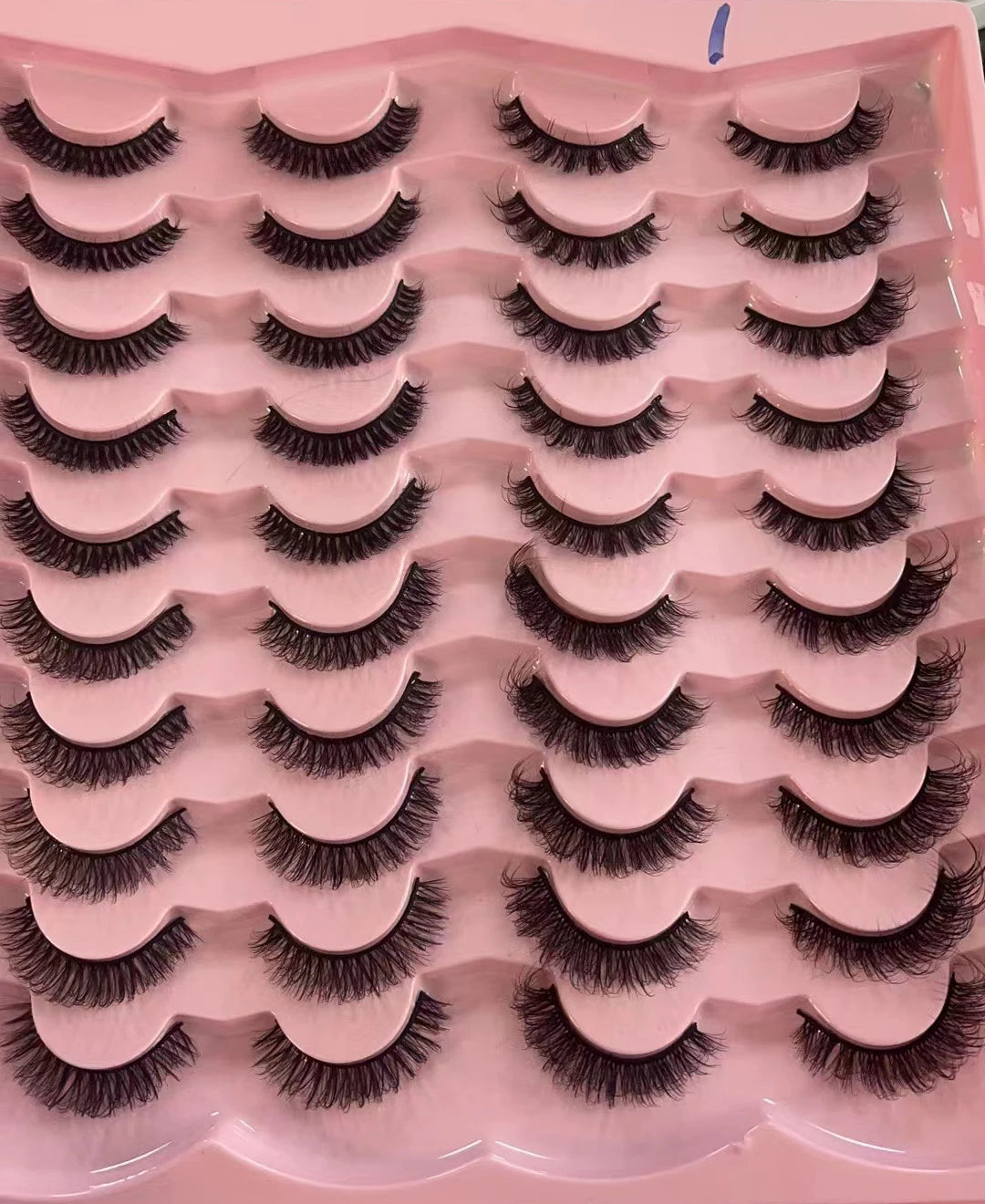 20 Pairs Russian Strip Lashes D Curl False Eyelashes Natural Lashes Strips Curl Pack 4 Styles Eyelashes Extensions