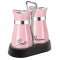Pink Spice Shaker Kitchen Stainless Steel with Glass Bottle for Table RV Camp BBQ Set of 2 Salt and Pepper Shaker Set