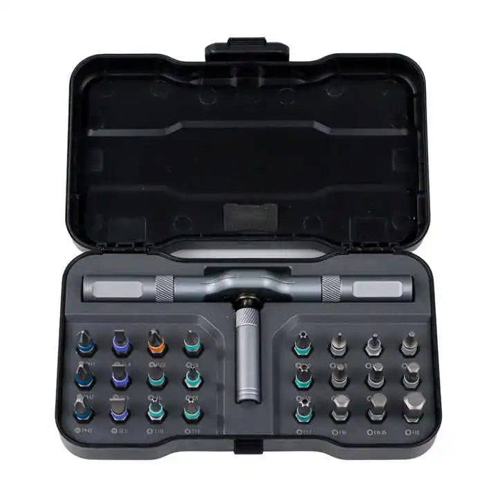 24 in 1 Ratchet Screwdriver Set Multifunctional Alloy Steel Bit Set Magnetic Screw T T-shaped Torque Handle Repair Manual Tools