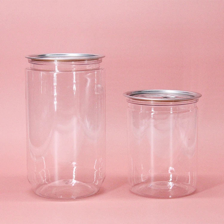 Hot Sale Easy Open Lid Organic Packaging Pet Jar 350ml 500ml 750ml Plastic Container Can for Nuts