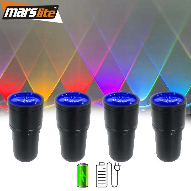 High Brightness 10W 4in1 LED Beam Lights Battery Operated Lightcan Wireless RGBW Chroma Cannons Wedding Uplights Dj Stage Lights