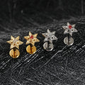 Hexagram CZ Labret Body Piercing Jewelry Garnet CZ Star Lip Ear Tragus Internally Threaded Earrings Fashion Body Jewelry