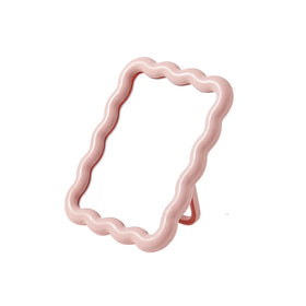 Skylark Cream Color Wave Frame High-Definition Single-Sided Foldable Hanging Portable Desktop Square Plastic+Glass Makeup Mirror