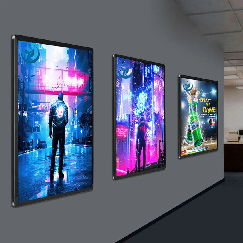 Custom Slim Aluminum Menu Board Display Rectangle LED Lightbox for Billboard Advertising Tempered Glass Illuminated Square
