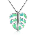 Tiktok Ins Women's Fashion Hawaiian Green Opal Turtle Back Leaf Necklace Silver Plated Brass Casual/Sporty Pendant
