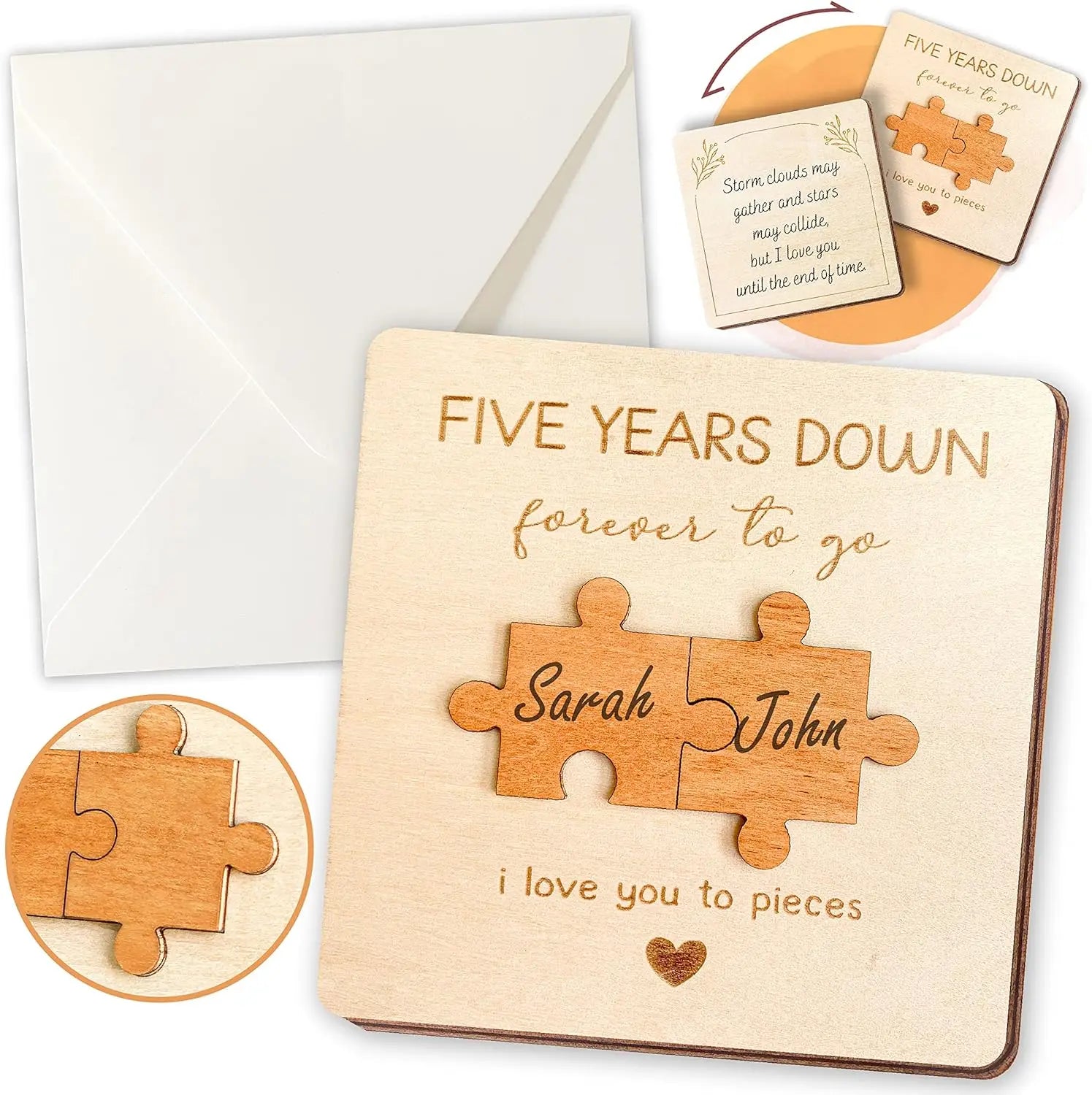 DIY Wedding Wood Crafts Wooden Handwritten Puzzle Year Anniversary Card Gift for Men Women Marriage Anniversary Wood Gifts
