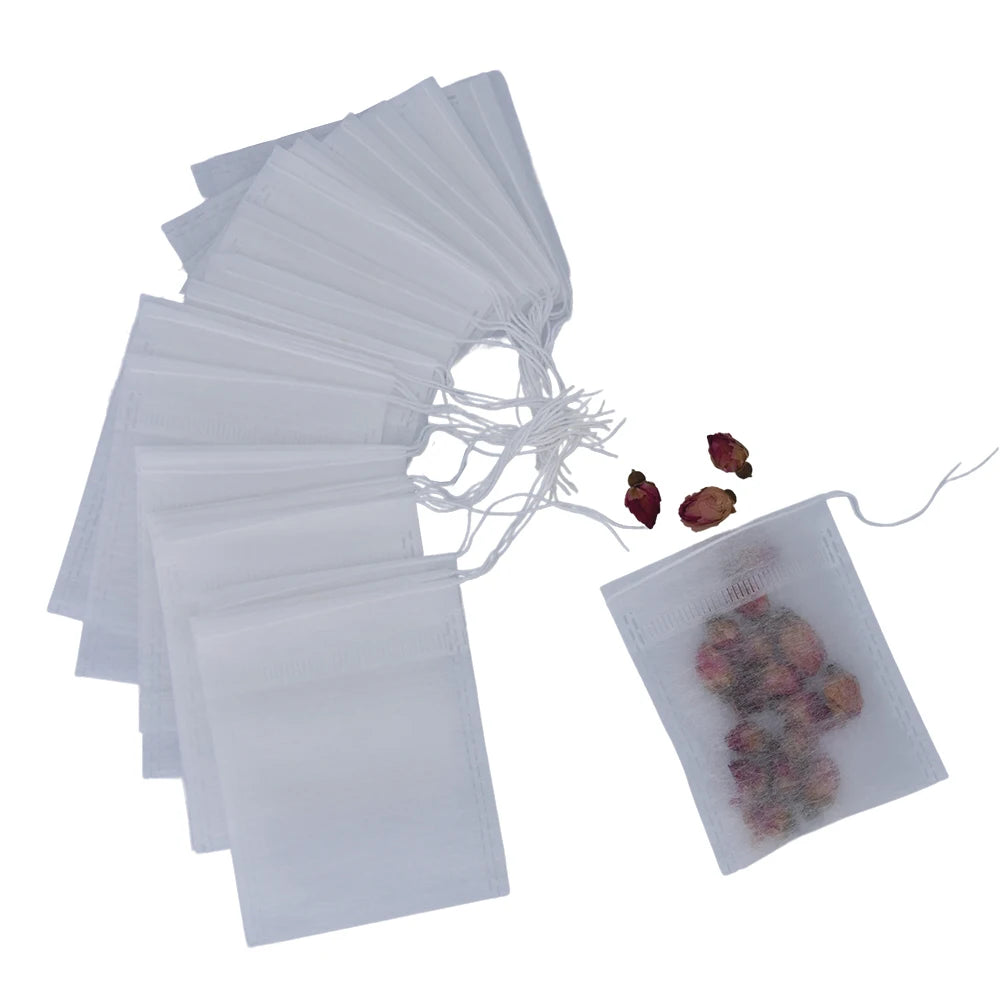 YIREEN's 100pcs/Bag Ultrasonic PLA Non-Woven Fabric Drawstrings 50 X 70mm Compostable Coffee Filter Tea Bags Made Corn Fiber