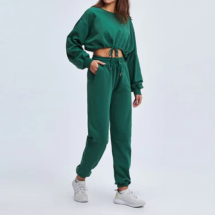 Custom Oversized Women's Sports 2 Piece Hoodie Sweat Suits Two Piece Sweatpants & Hoodies Set For Women