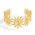 Women's Stainless Steel  Bracelet Charm Chain Hammer Patterned Spiral Hollow Sun Opening Jewelry