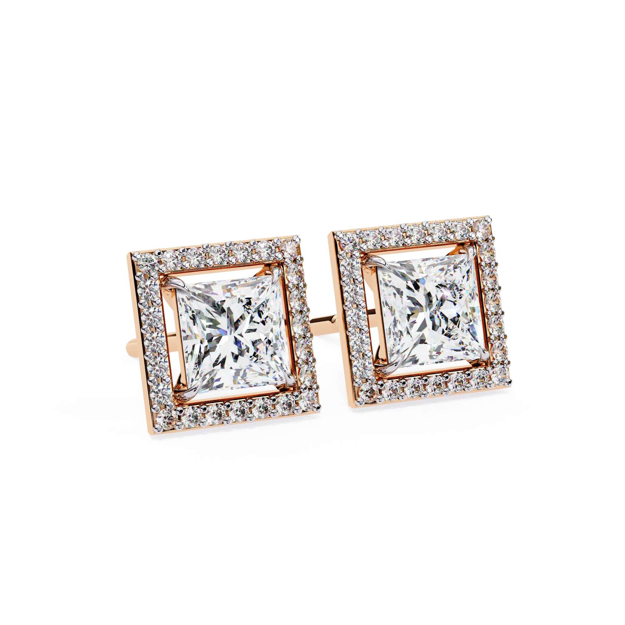 Brass Women's Simple Stud Earrings Versatile Rose Gold Zirconium Screw Pattern Trendy for Party & Wedding Fashion