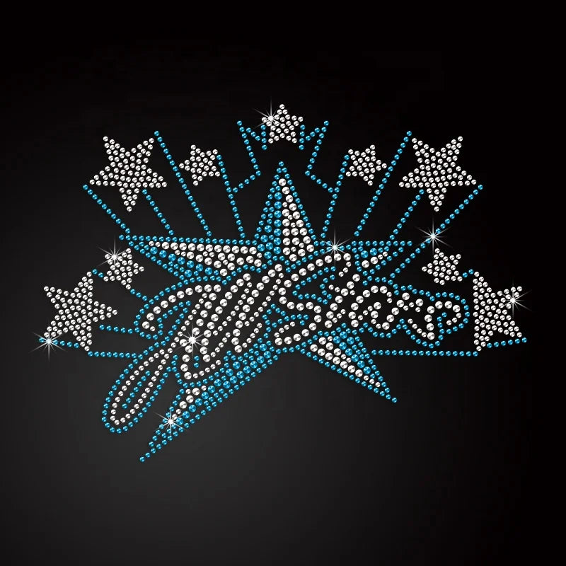 Customized Sparkle Cheer Heat Transfer Custom Design Hot Fix Rhinestone