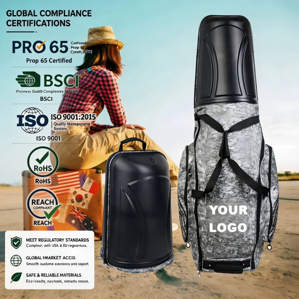 Spacious Trip Easy Carrying Foldable Bolsa De Golf Abs Golf Travel Bag Hard Shell With Wheels
