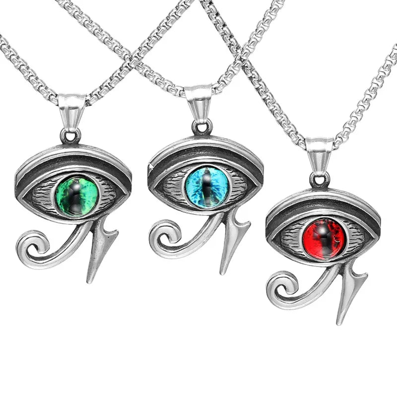 Low MOQ Wholesale Men Jewelry Stainless Steel Pendant Ancient Egyptian Eye of the Horus Necklace