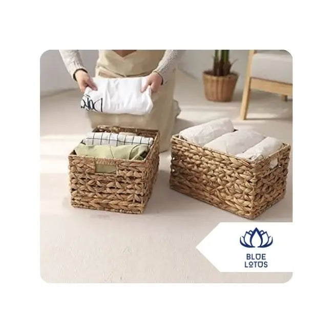 Handmade Eco-Friendly Storage Basket with Lid in Water Hyacinth Durable & Multi-Functional for Home Decor by Blue Lotus Vietnam