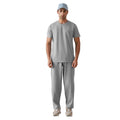 Wholesale Custom Ash Grey Men's Summer Wear Short Sleeve Shirt with Straight Trousers Minimal Urban Tracksuit