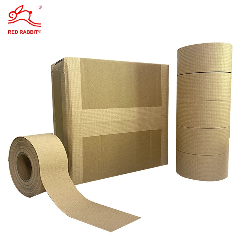 Custom Water Activated Grid Structure Reinforced Kraft Paper Tape Printed LOGO Biodegradable Kraft Paper Tape Packing Tape
