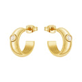 Liliflor 18K Gold Plated Stainless Steel Jewelry C-shape Inlaid Small Donut Zircon Hoop Earring Waterproof Women Earring E241569