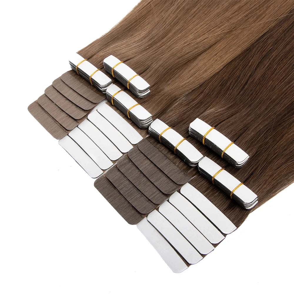 Salon Quality Double Drawn Tape in Human Hair Extensions Cuticle Aligend Silky Straight Tape Hair Extension