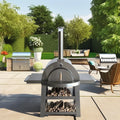Premium Dual-Fuel Pizza Oven Modern Stainless Steel Design for Home Steak Nights Camping Outdoor Gatherings Wood Charcoal