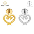 Heart Shaped Tacks Labret Ring Titanium Internal Thread 16G Flat Back Cartilage Stud Earring Conch Helix Lip Piercing Jewelry