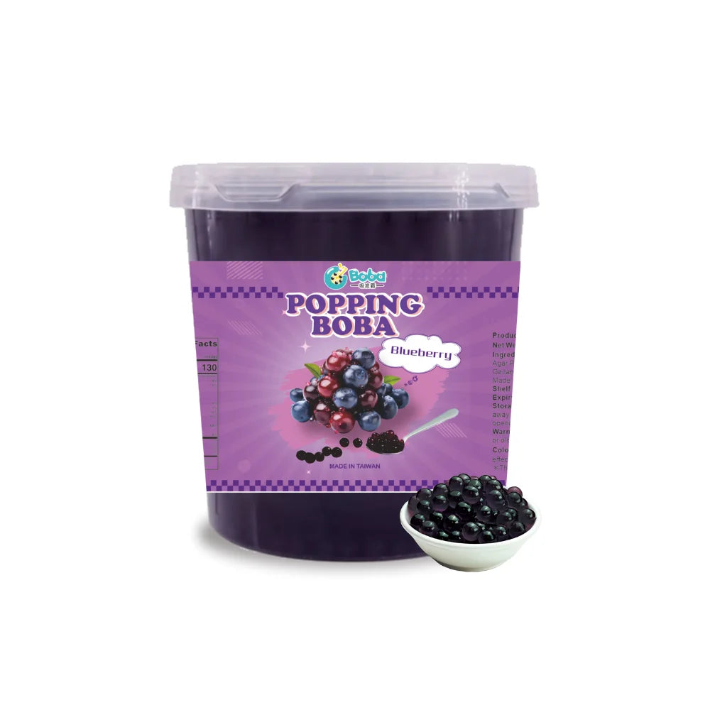 KEIFU 3.2kg Blueberry Popping Boba Pearl Juice Ball Instant Bursting Bubble Tea Drink Topping OEM/ODM Bottle Packaging
