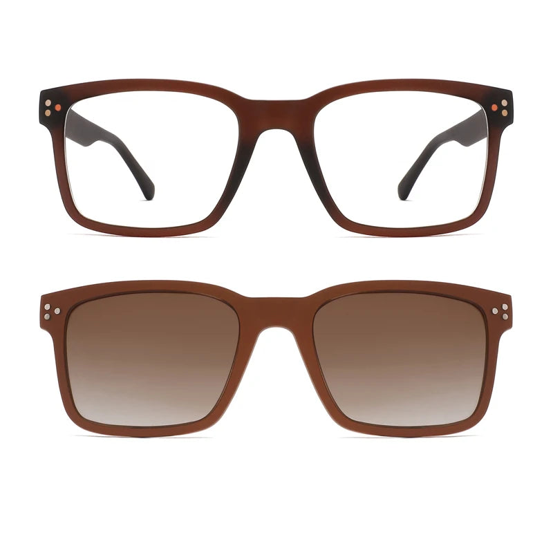 FEROCE ECO Bio TR Material TAC Polarized Luxury Full-Rim Unisex Clip-on Solid Square Frame Sunglasses