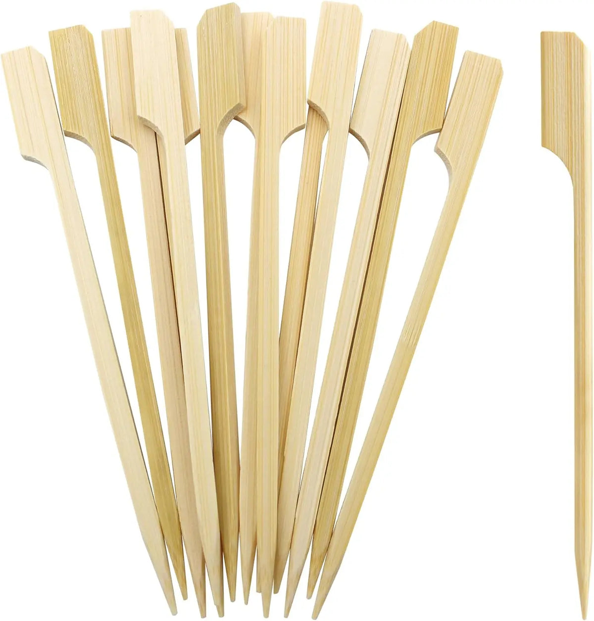 Disposable Bulk Rectangular Paddle Skewers Stick Bamboo Flat Skewer for BBQ Kebab Grill MegaBDM