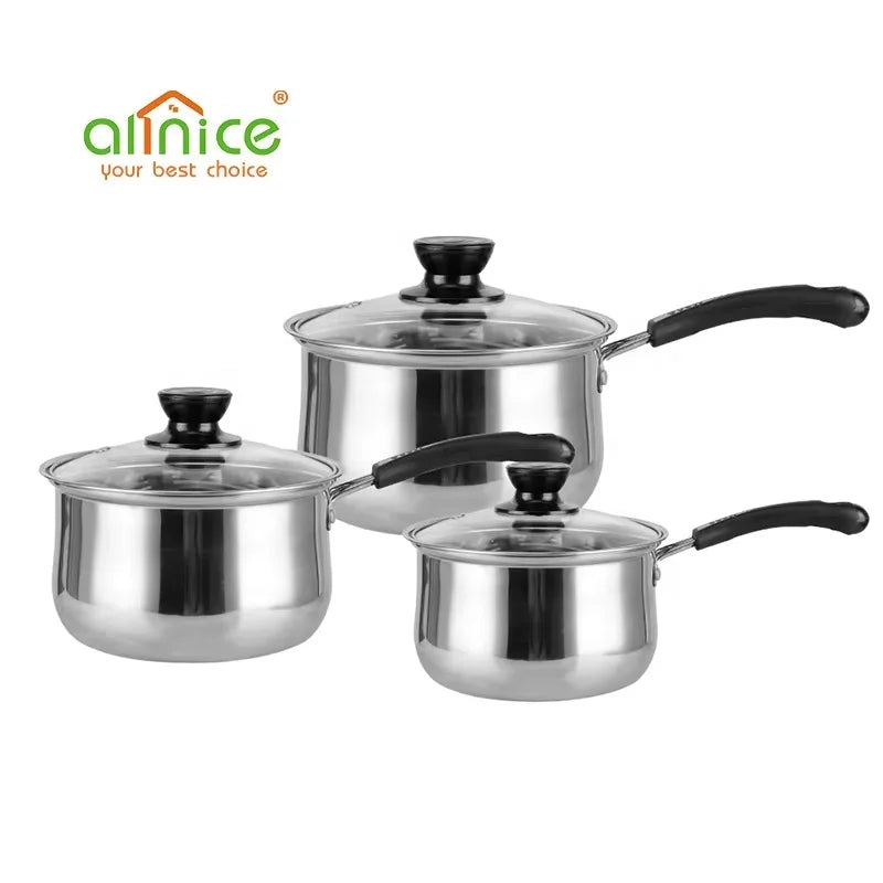 Stainless Steel Milk Pot With Single Handle European Design Noodle Pot Kitchenware Cooking Cookware Sets Cooking
