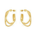 Fashion 18K Gold Plated Brass Jewelry Geometric Irregular Solid C-shape Hoop Earrings for Women Accessories Earrings E241589 MegaBDM