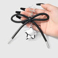 Mengda Y2K exquisite personalized dark style couple PU leather bow star heart pendant keychain