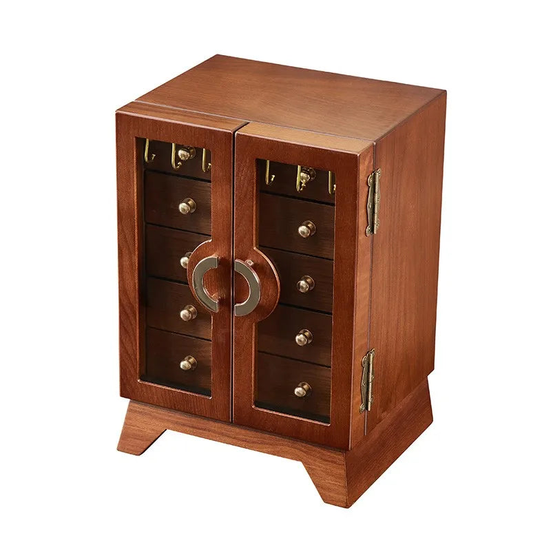 Multi-layer Lock Jewelry Box Earpiece Drawer Storage Box Bracelets Tray Display Case Pearl Necklace Jewelry Box Organizer