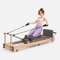 Elite Wellness Studio Madera De Roble Oak Wood Adjustable Foldable Pilates Reformer MegaBDM
