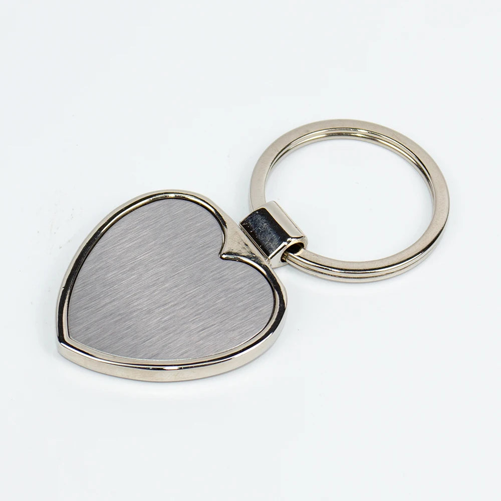 Heart Shaped Plain Keychain with Sticker Epoxy and Black Laser Logo Options Sleek Metal Key Holder for Souvenir Business Gifts