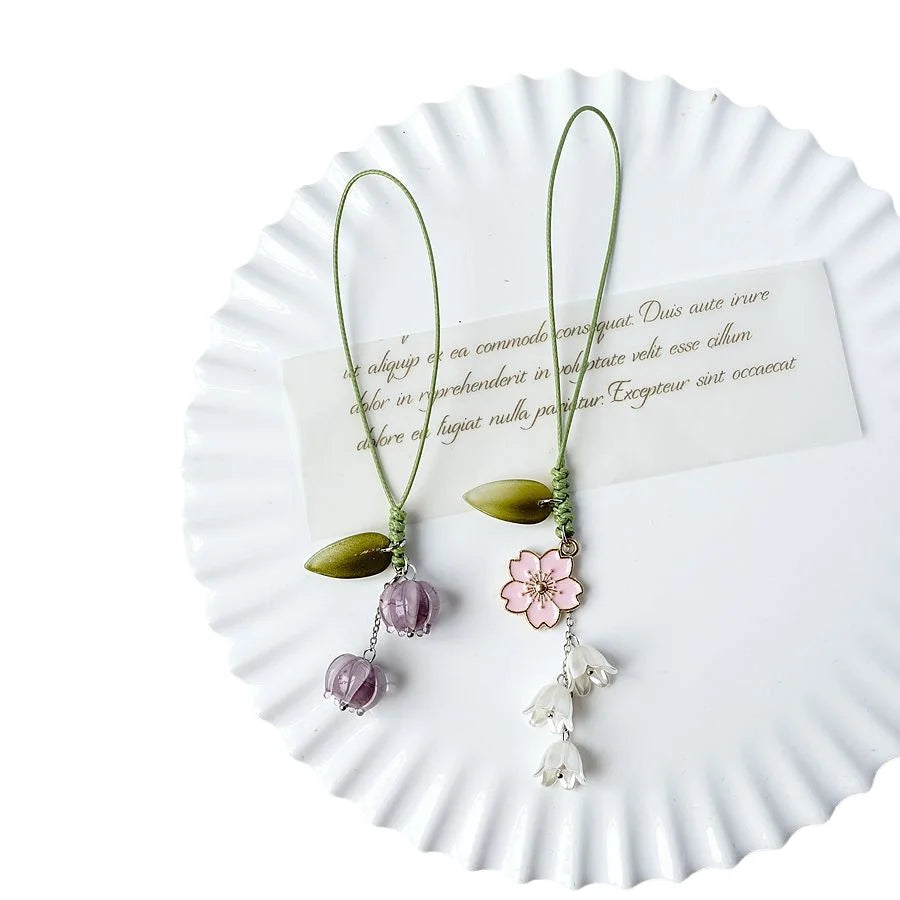 HOT Tulip Keychain Daisy Flowers Phone Charms for Mobile Phone Chain Strap Lanyards Phone Case Pendant Decoration Accessories