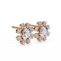 Vintage Alloy Elegance Solitaire Stud Earrings Lab Created Crown Pearl Round Brilliant Cut Diamond Stylish Women's