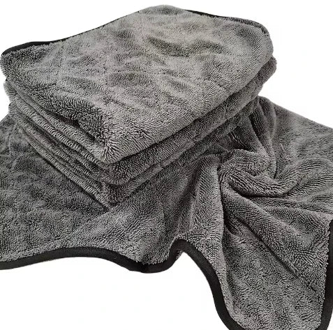 Super Fiber Super Absorbent Double-layer Twisted Small Braid Car Wash Towel Quick Drying Customized Gray Towel