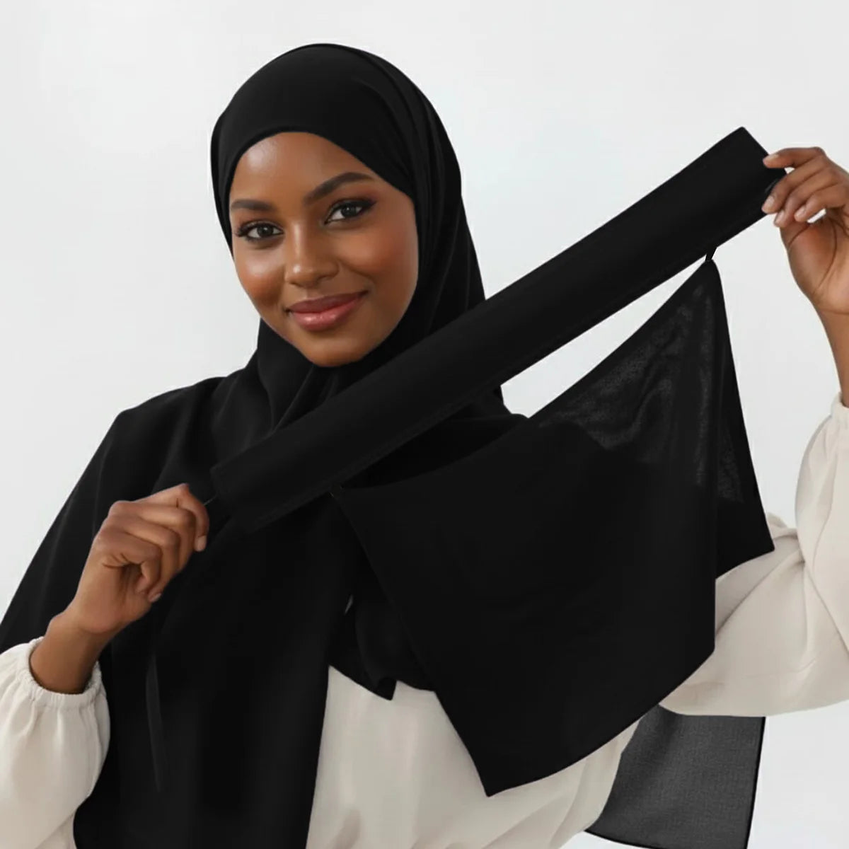 2Pcs/Set Ramadan Plain Headscarf Instant Shawl Wrap Prayer Hijab Mask Cover Muslim Women Jersey Hijab Scarf and Niqab Set