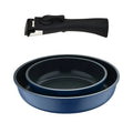 Bergner Click&Cook Set of 2 Frying Pans 22/26cm Cast Aluminum Blue + Detachable Handle